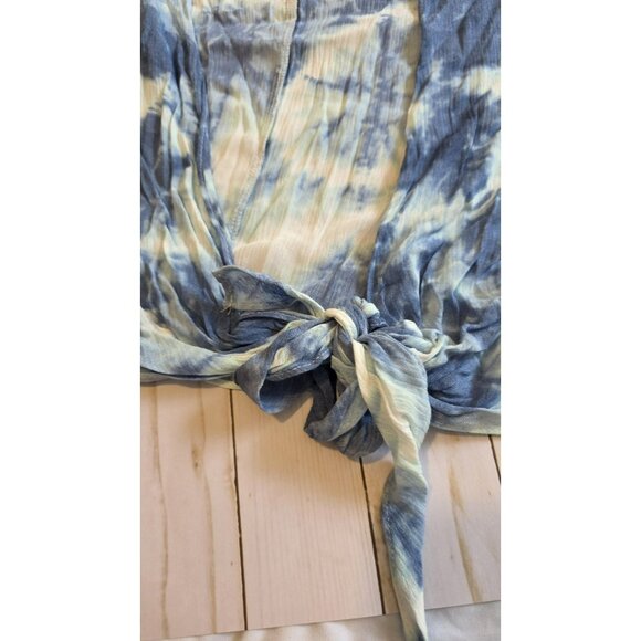 Sonoma Crop Top Half Sleeve Blue White Tie Dye NWT Beach Vacation Tie Resort OS - Picture 6 of 8